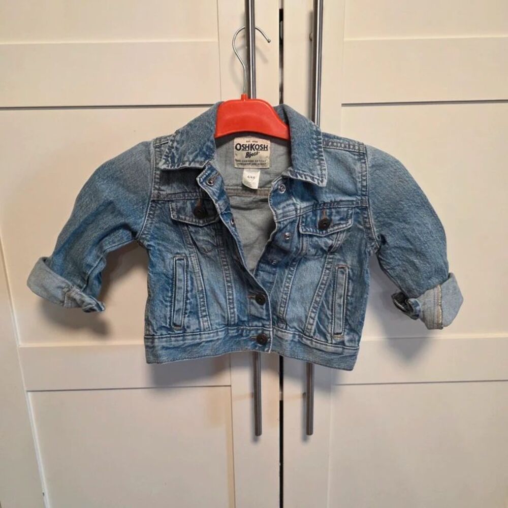OshKosh B'gosh Kids Denim Jean Jacket Size 4/4A Blue Trucker 100% Cotton